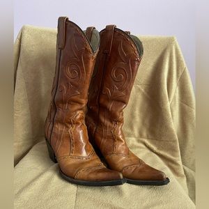 Stetson Tan Brown Ladies Western Style Cowboy Boots Leather